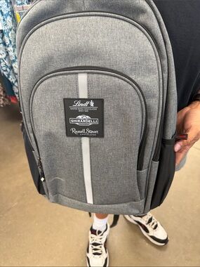Gray Men's Backpack with Chocolate Brand Patch
